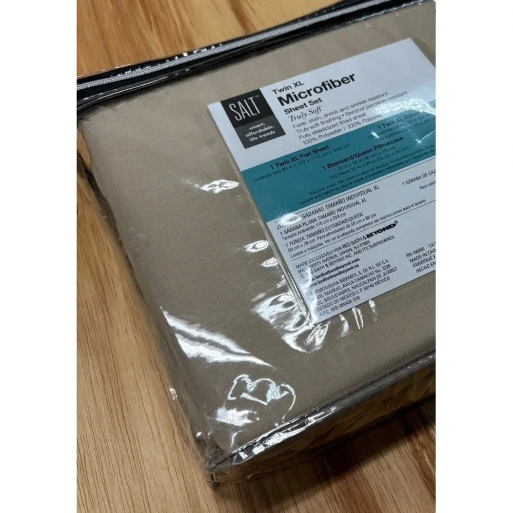 Salt‎ Microfiber Sheet Set Twin XL Taupe Truly Soft Wrinkle Resistant 3pc